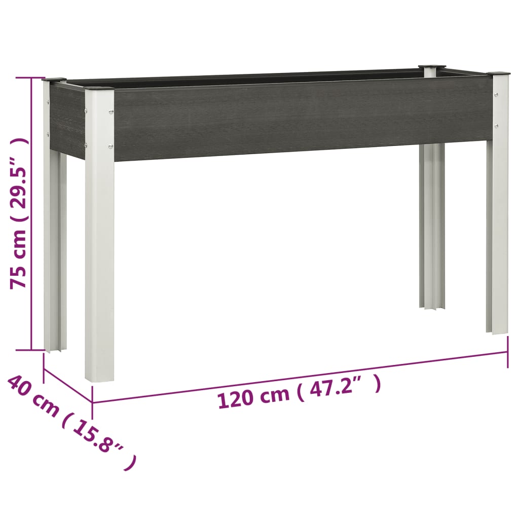 Ζαρντινιέρα Κήπου Υπερυψωμένη Γκρι 120x 40 x 75 εκ. από WPC - Pakobazaar