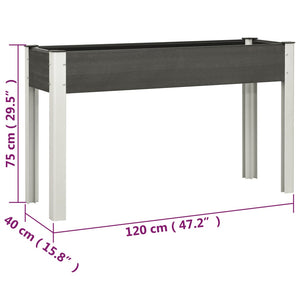 Ζαρντινιέρα Κήπου Υπερυψωμένη Γκρι 120x 40 x 75 εκ. από WPC - Pakobazaar