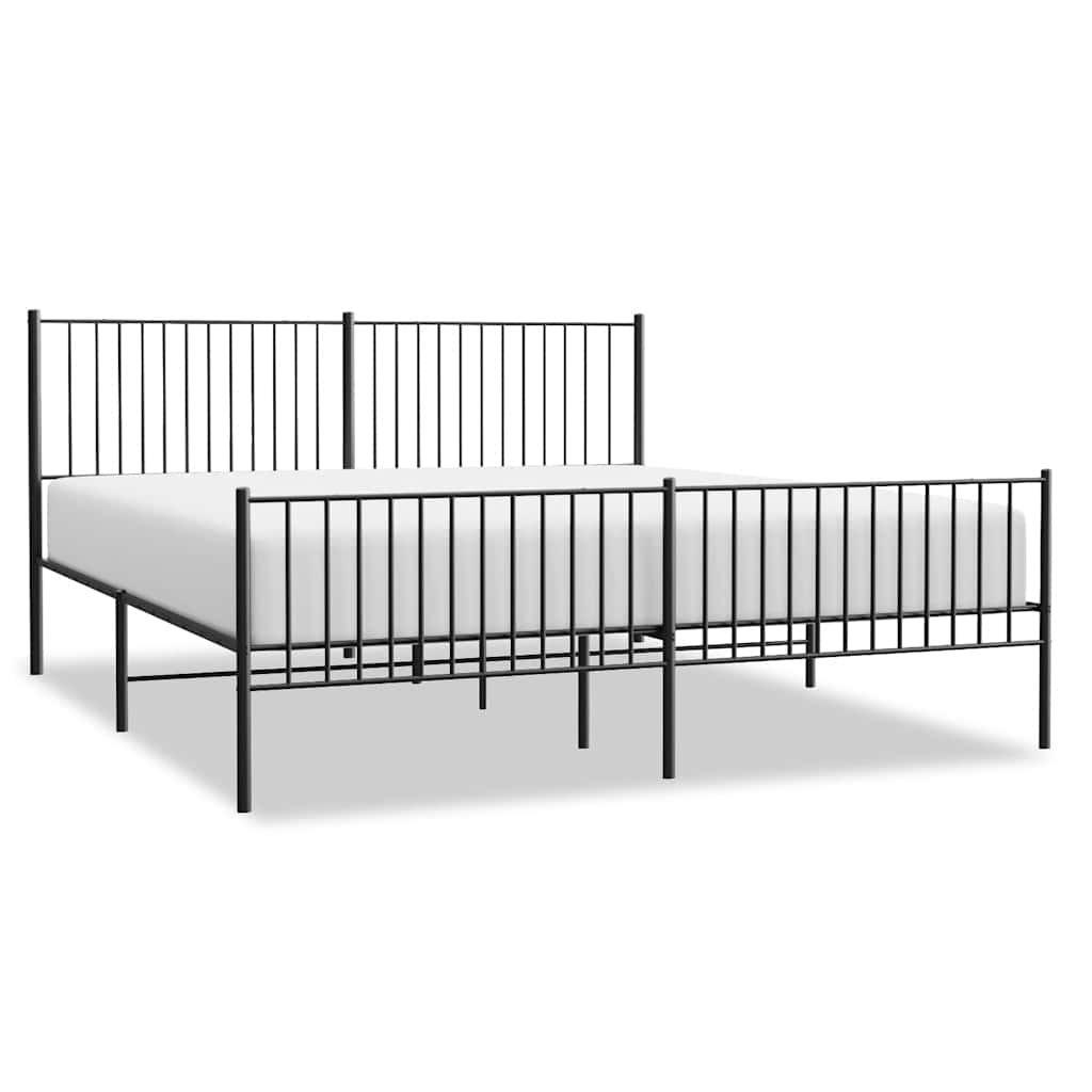 Πλαίσιο Κρεβατιού με Κεφαλάρι&Ποδαρικό Μαύρο 193x20 εκ. Μέταλλο