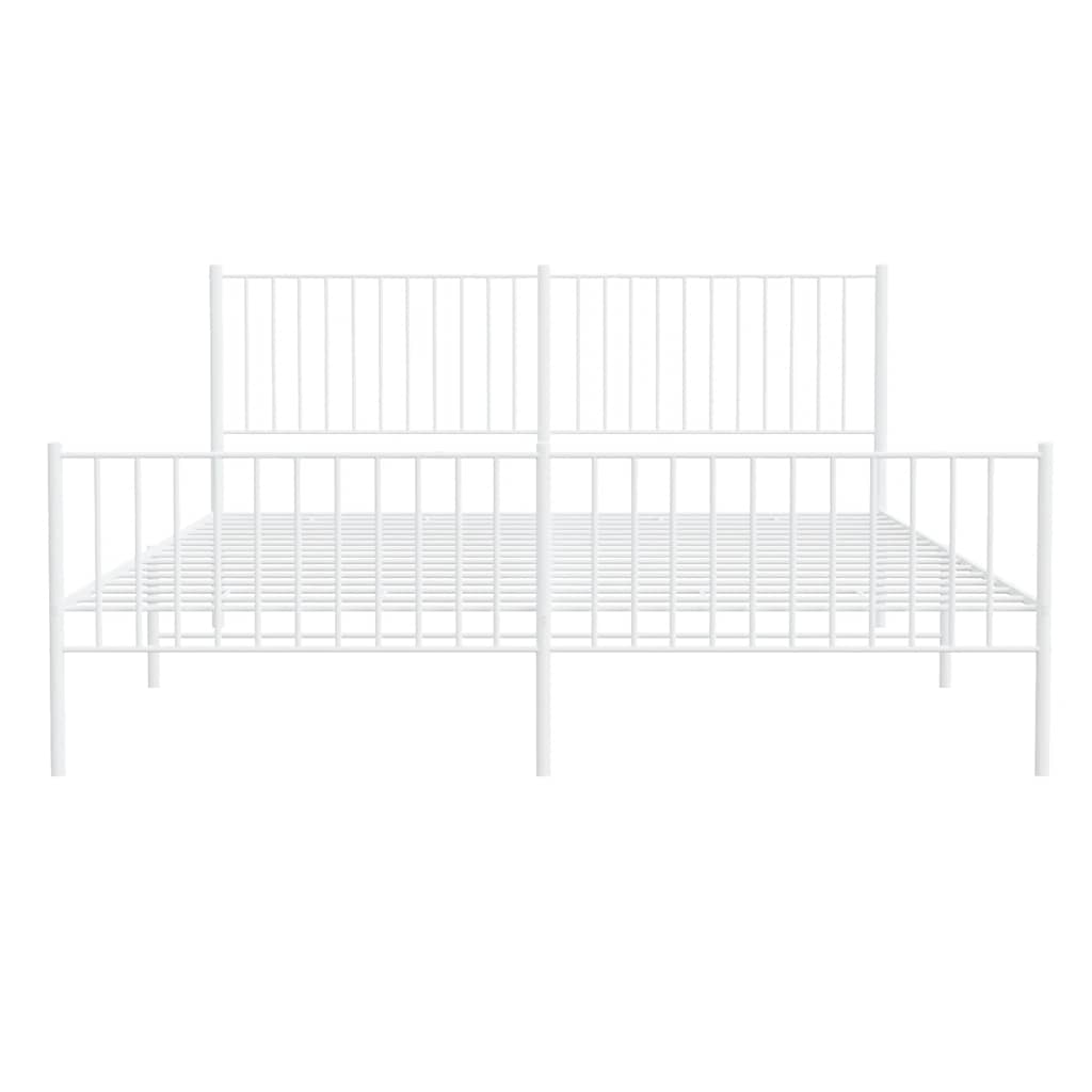Πλαίσιο Κρεβατιού με Κεφαλάρι&Ποδαρικό Λευκό 180x200εκ. Μέταλλο
