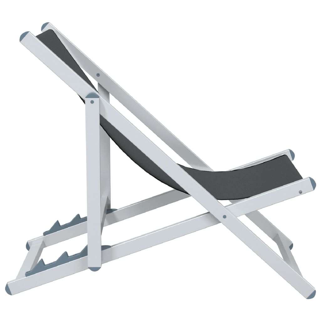 Σεζλόνγκ Πτυσσόμενες 2 τεμ. Γκρι από Αλουμίνιο και Textilene