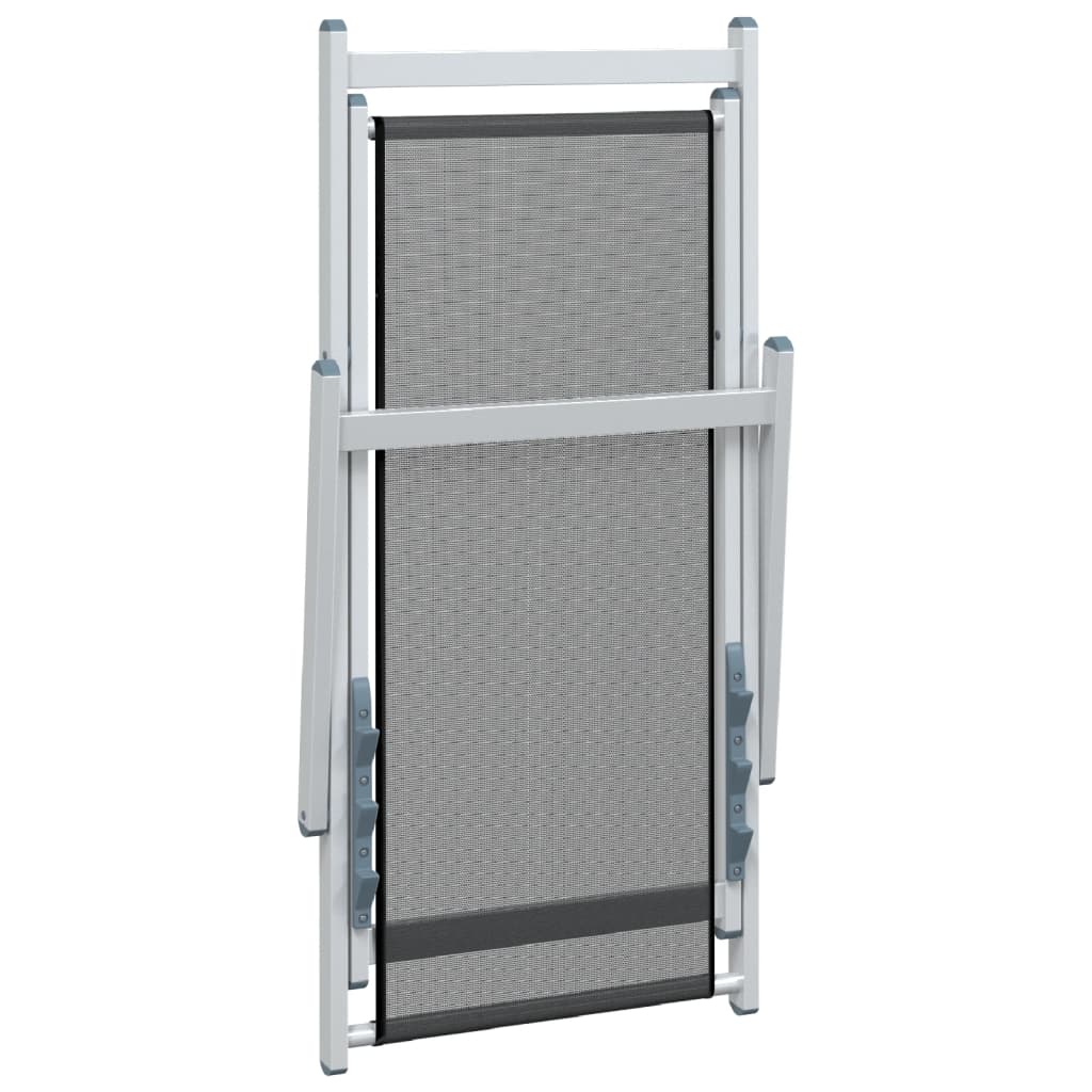 Σεζλόνγκ Πτυσσόμενες 2 τεμ. Γκρι από Αλουμίνιο και Textilene