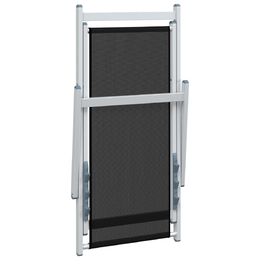 Σεζλόνγκ Πτυσσόμενες 2 τεμ. Μαύρες από Αλουμίνιο και Textilene