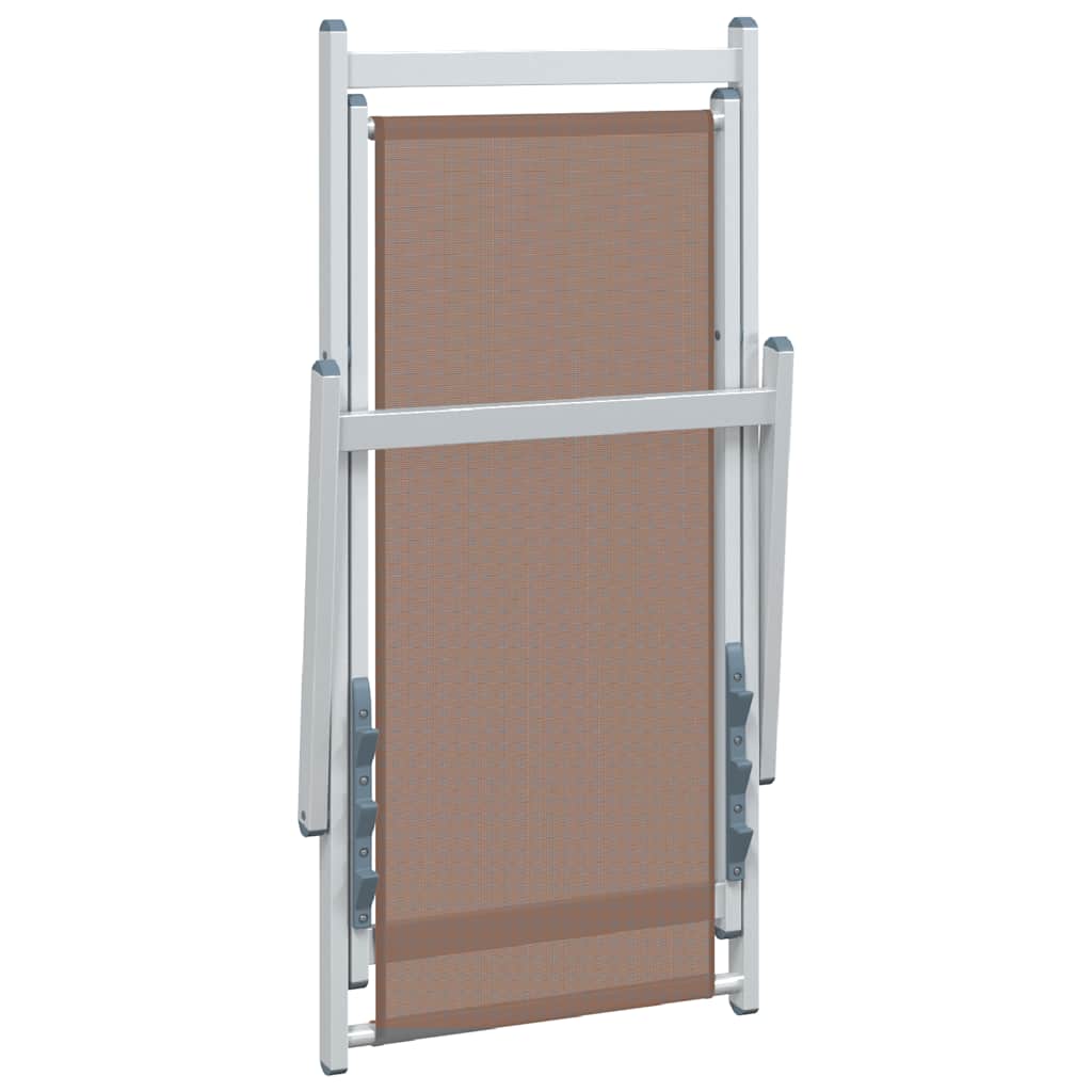 Σεζλόνγκ Πτυσσόμενες 2 τεμ. Καφέ από Αλουμίνιο και Textilene