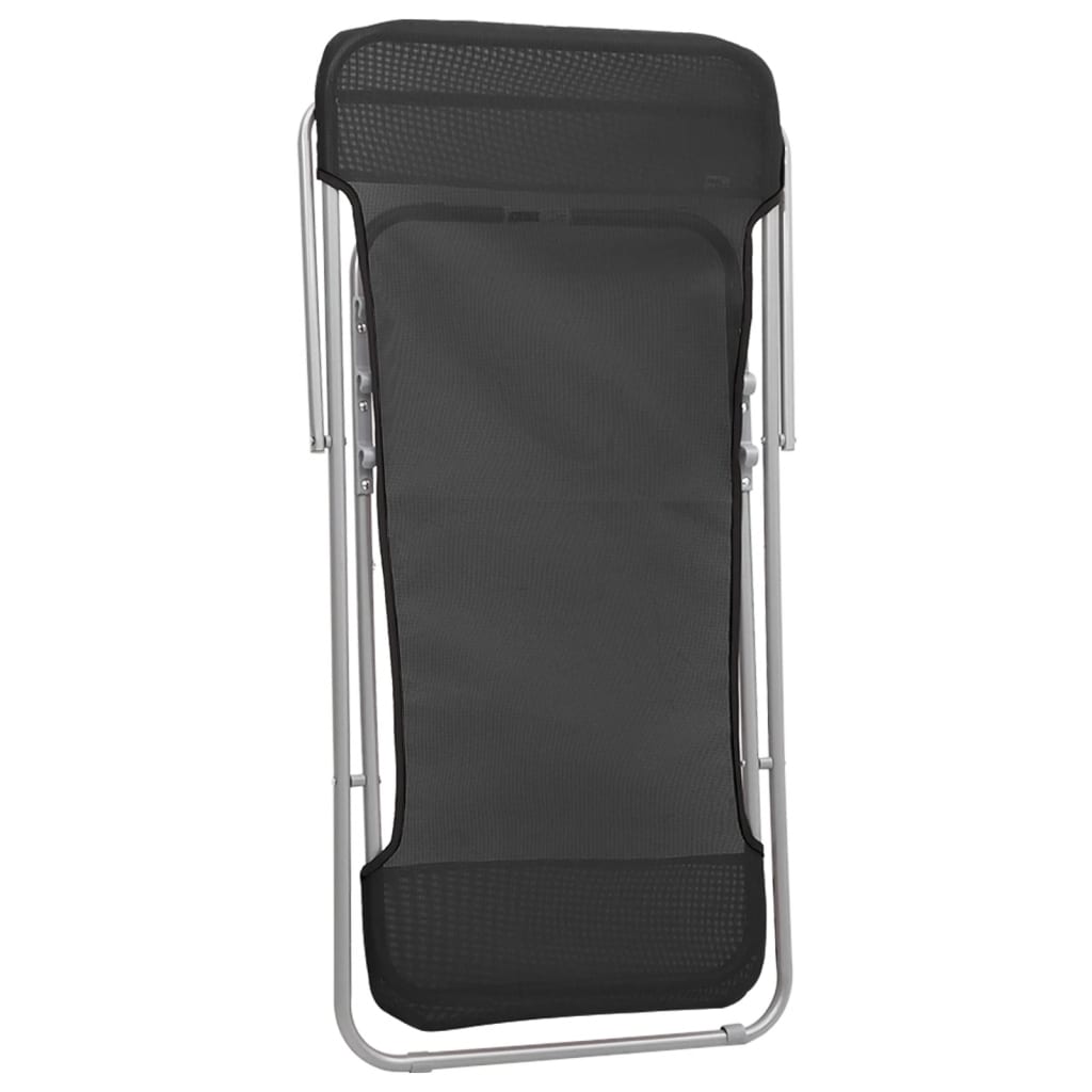 Καρέκλες Παραλίας Πτυσ. 2 τεμ Μαύρες Textilene&Ατσάλι με Πούδρα