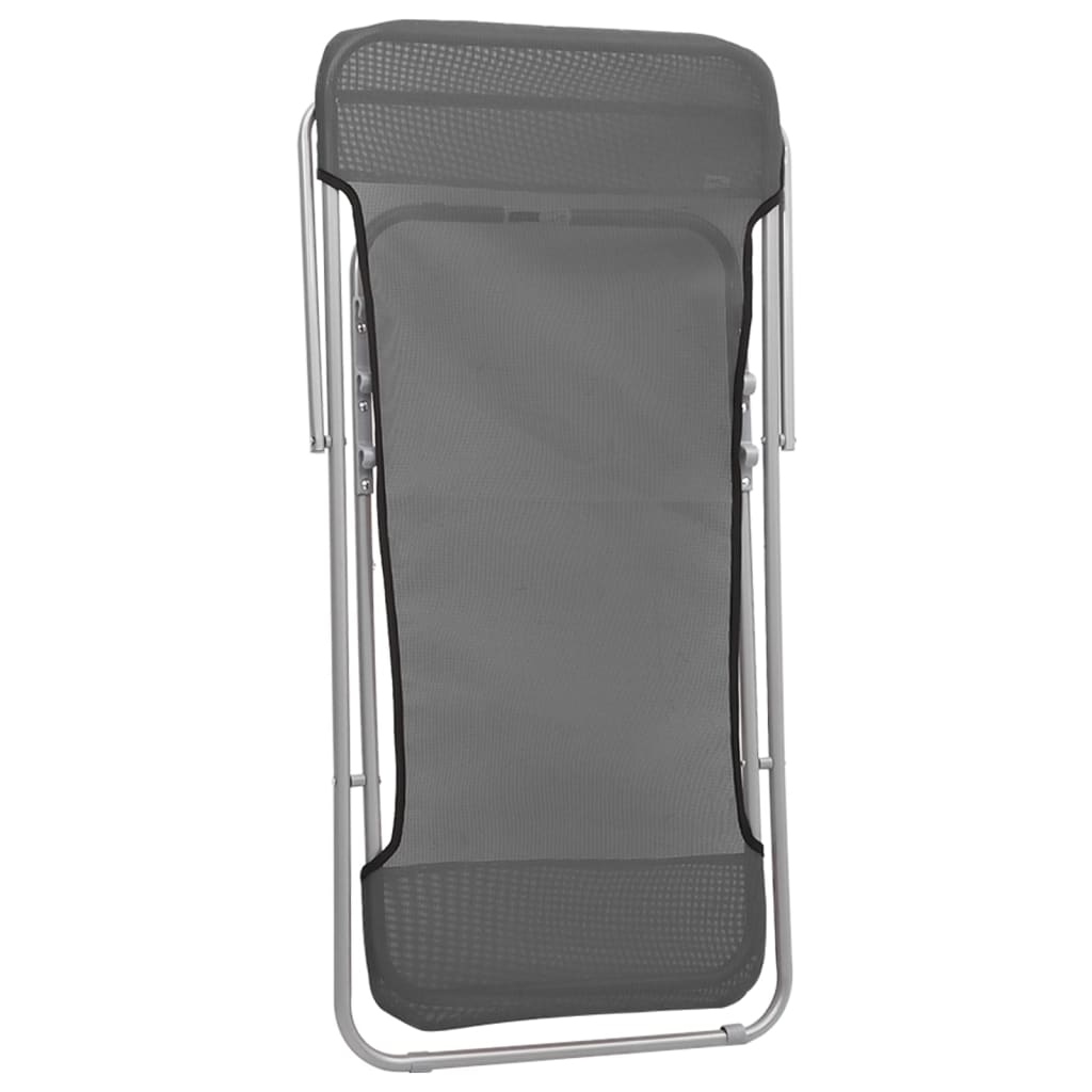 Καρέκλες Παραλίας Πτυσ. 2 τεμ. Γκρι Textilene&Ατσάλι με Πούδρα