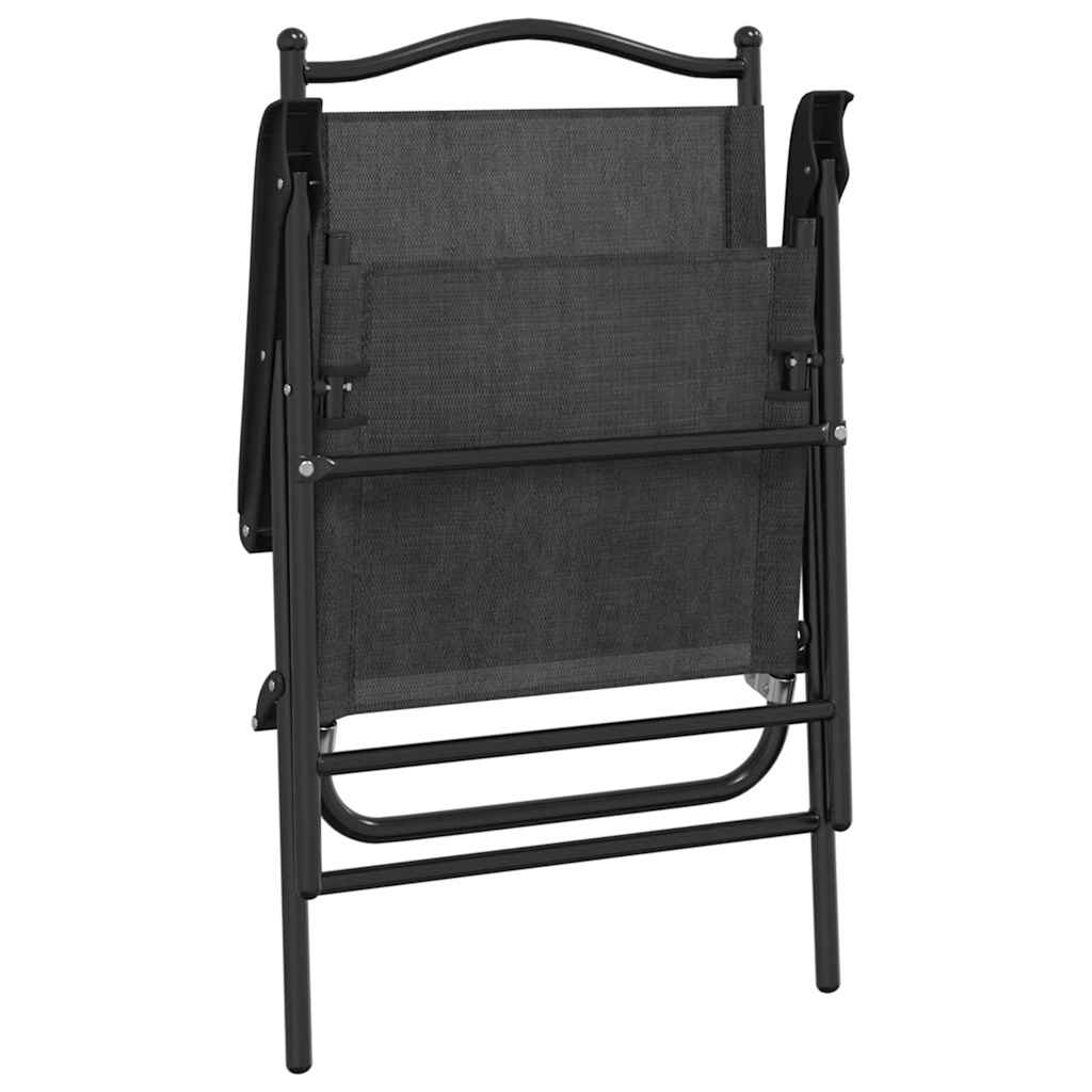 Καρέκλες Κήπου Πτυσσόμενες 2 τεμ. Γκρι Μελανζέ Ατσάλι/Textilene