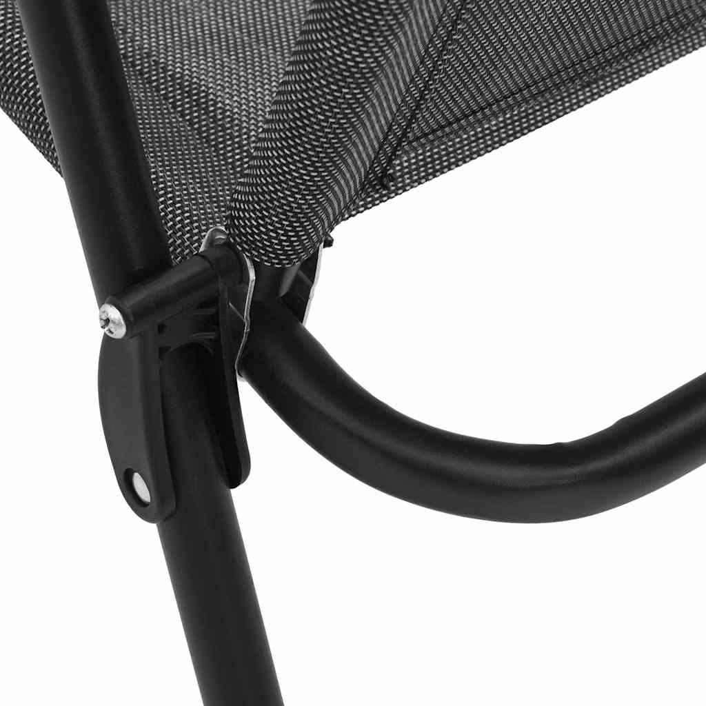 Καρέκλες Κήπου Πτυσσόμενες 2 τεμ. Γκρι Μελανζέ Ατσάλι/Textilene