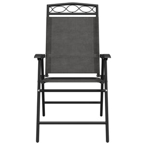 Πτυσσόμενες καρέκλες 2 τεμ. Melange Grey Steel και Textilene