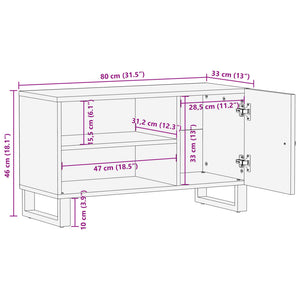 Έπιπλο Τηλεόρασης 80x33x46 εκ. Μασίφ Ανακυκλ. Ξύλο & Επεξ. Ξύλο