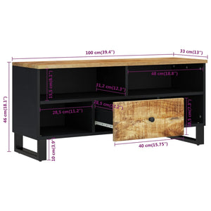 Έπιπλο Τηλεόρασης 100x33x46 εκ. Μασίφ Ξύλο Μάνγκο & Επεξ. Ξύλο