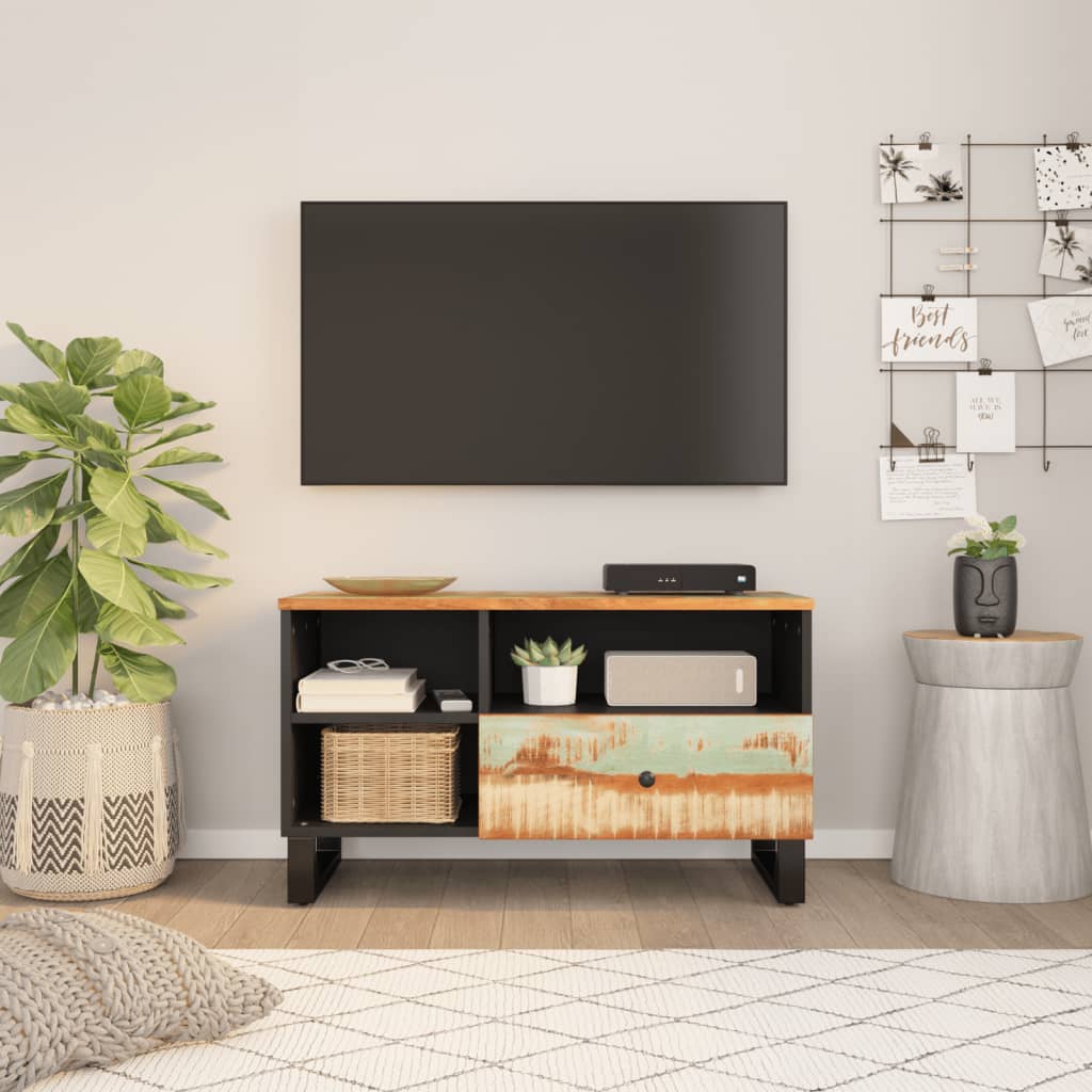 Έπιπλο Τηλεόρασης 80x33x46 εκ. Μασίφ Ανακυκλ. Ξύλο & Επεξ. Ξύλο