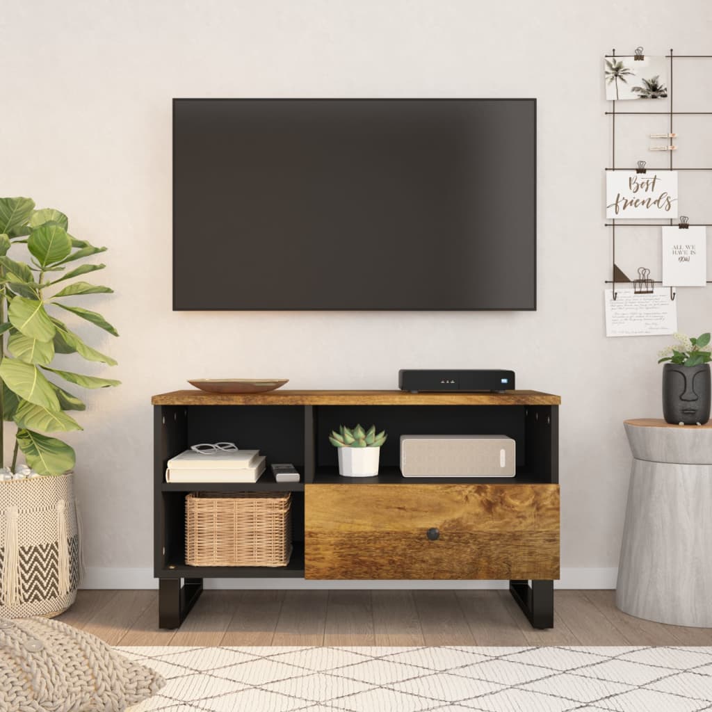 Έπιπλο Τηλεόρασης 80x33x46 εκ. Μασίφ Ξύλο Μάνγκο & Επεξ. Ξύλο
