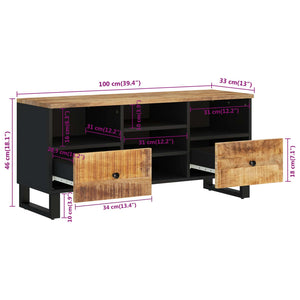 Έπιπλο Τηλεόρασης 100x33x46 εκ. Μασίφ Ξύλο Μάνγκο & Επεξ. Ξύλο