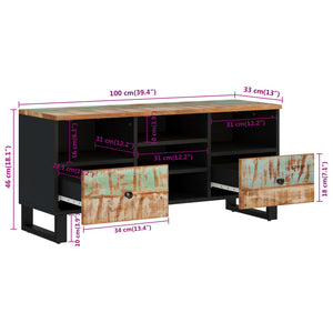 Έπιπλο Τηλεόρασης 100x33x46εκ. Μασίφ Ανακυκλ. Ξύλο & Επεξ. Ξύλο - Pakobazaar