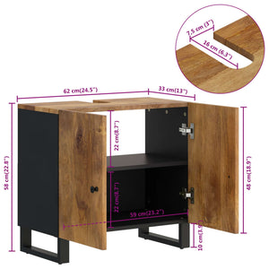 Έπιπλο Νιπτήρα 62 x 33 x 58 εκ. Μασίφ Ξύλο Μάνγκο & Επεξ. Ξύλο - Pakobazaar
