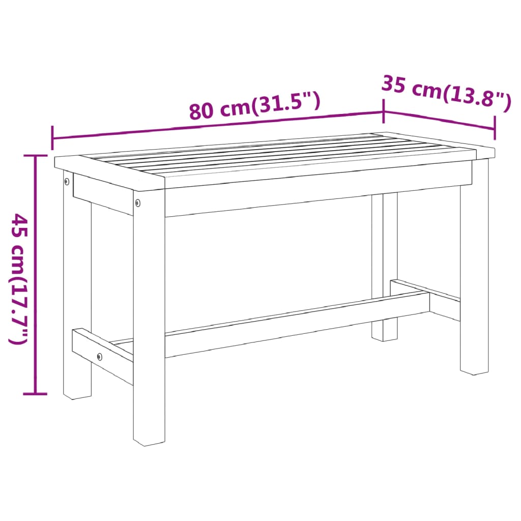 Παγκάκι Κήπου 80 x 35 x 45 εκ. από Μασίφ Ξύλο Ακακίας