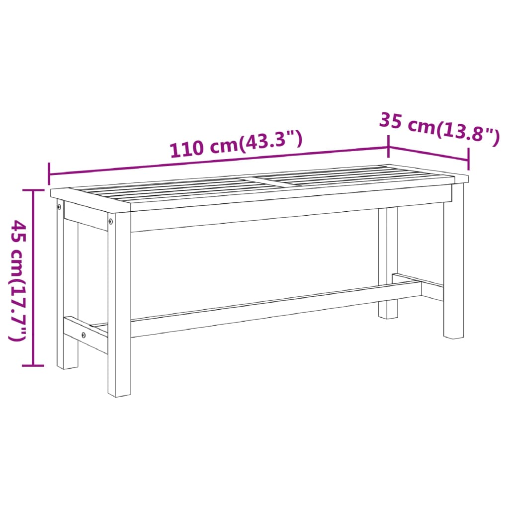 Παγκάκι Κήπου 110x35x45 εκ. από Μασίφ Ξύλο Ακακίας