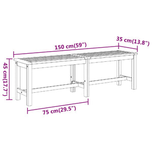 Παγκάκι Κήπου 150 x 35 x 45 εκ. από Μασίφ Ξύλο Ακακίας