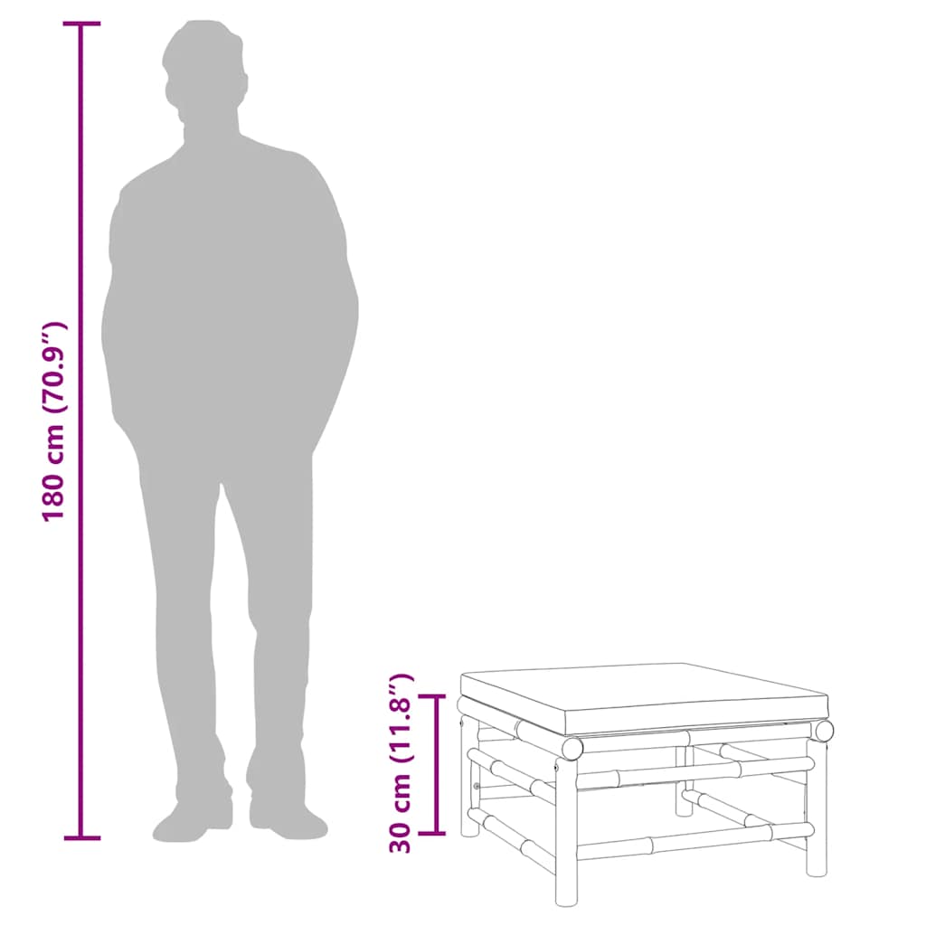 Υποπόδιο Κήπου από Μπαμπού με Πράσινο Μαξιλάρι