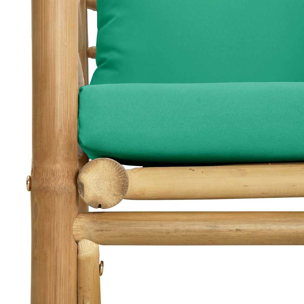 Καναπές Κήπου από Μπαμπού με Πράσινα Μαξιλάρια
