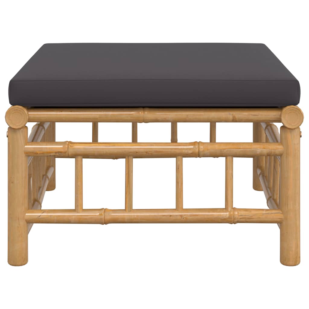 Υποπόδιο Κήπου από Μπαμπού με Σκούρο Γκρι Μαξιλάρι - Pakobazaar