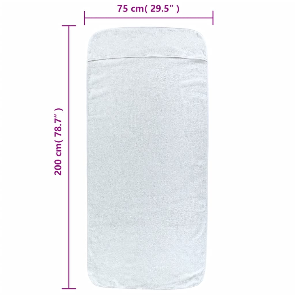 Πετσέτες Θαλάσσης 2 τεμ. Λευκές 75 x 200 εκ. Ύφασμα 400 GSM