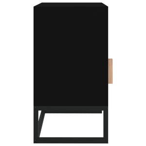 Κομοδίνο Μαύρο 40x30x55,5 εκ. Επεξεργασμένο Ξύλο & Σίδερο