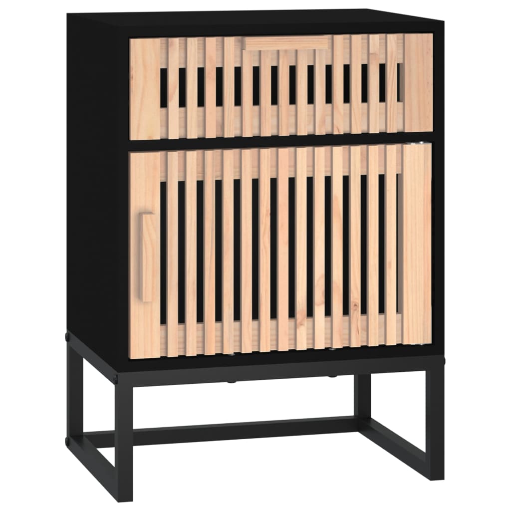Κομοδίνα 2 τεμ. Μαύρα 40x30x55,5 εκ Επεξεργασμένο Ξύλο & Σίδερο
