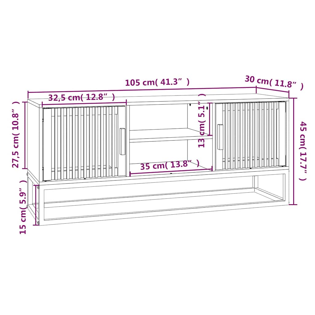 Έπιπλο Τηλεόρασης 105 x 30 x 45 εκ. Επεξεργασμένο Ξύλο/Σίδερο