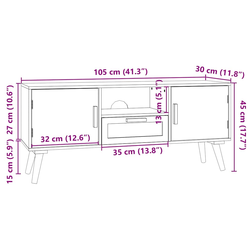Έπιπλο Τηλεόρασης με Πόρτες 105x30x45 εκ. Επεξεργασμένο Ξύλο