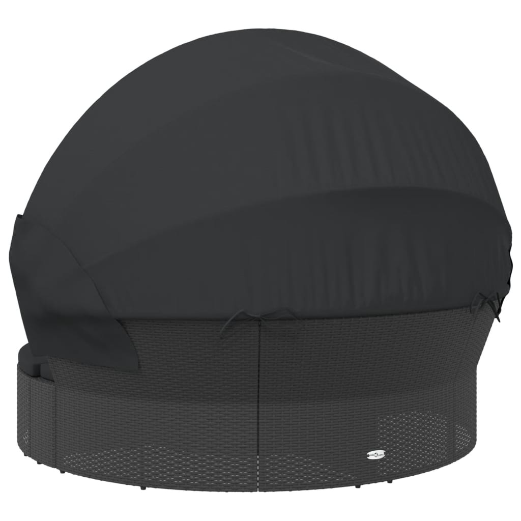 Καναπές Εξωτερικού Χώρου Σκίαστρο & Μαξιλάρια Μαύρο Συνθ. Ρατάν