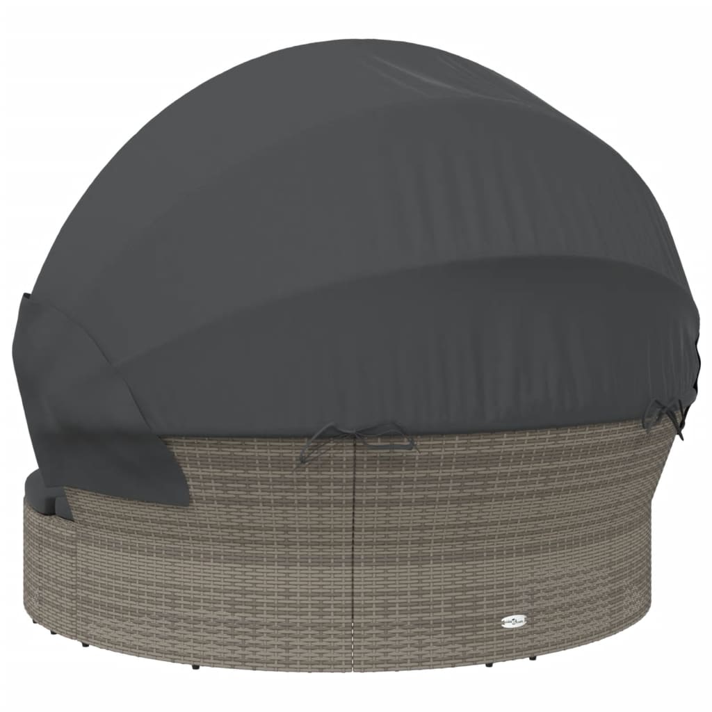 Καναπές Εξωτερικού Χώρου Σκίαστρο & Μαξιλάρια Γκρι Συνθ. Ρατάν