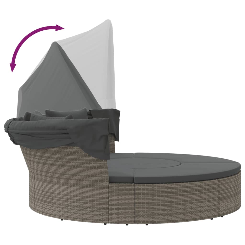 Καναπές Εξωτερικού Χώρου Σκίαστρο & Μαξιλάρια Γκρι Συνθ. Ρατάν