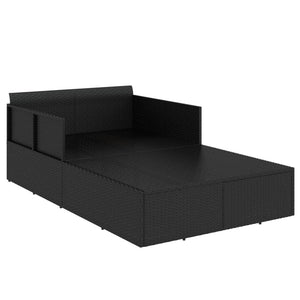 Ξαπλώστρα Μαύρη 182 x 118 x 63 εκ. Συνθετικό Ρατάν με Μαξιλάρια