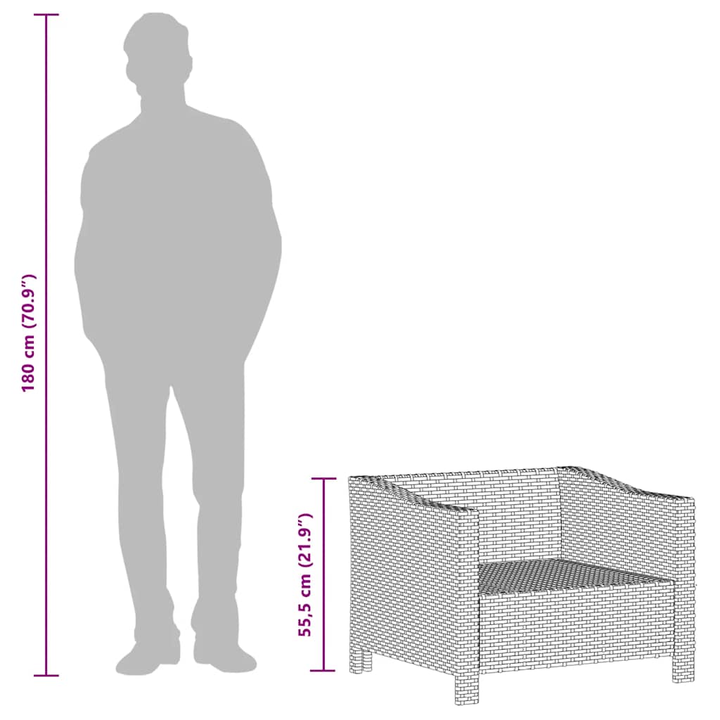 Πολυθρόνα Κήπου με Μαξιλάρι Γκρι από Συνθετικό Ρατάν