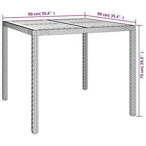 Τραπέζι Κήπου Γκρι 90 x 90 x 75 cm συνθετικό ρατάν - Pakobazaar