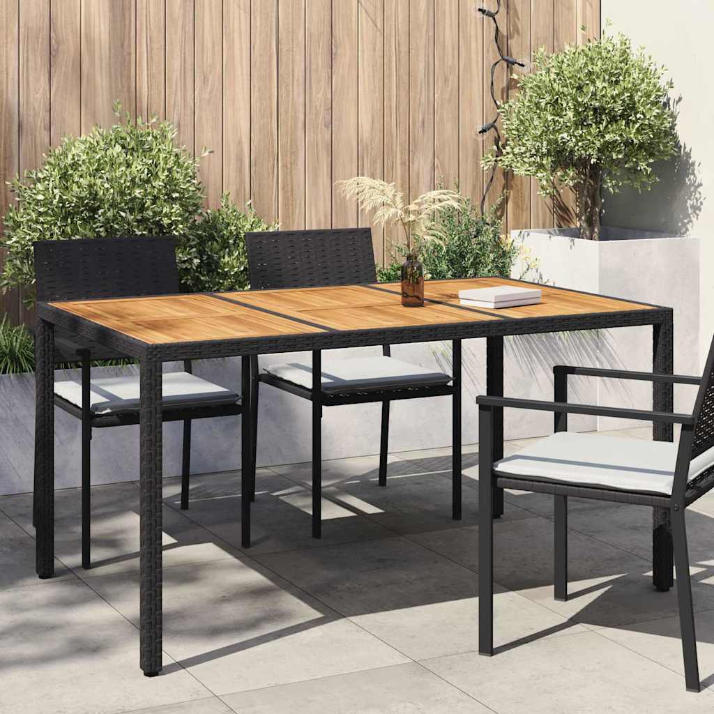 Τραπέζι Κήπου Μαύρο 150 x 90 x 75 cm συνθετικό ρατάν - Pakobazaar