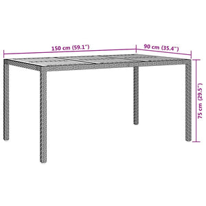 Τραπέζι Κήπου Μαύρο 150 x 90 x 75 cm συνθετικό ρατάν - Pakobazaar