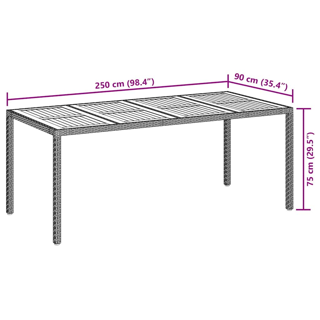 Τραπέζι Κήπου Μαύρο 190 x 90 x 75 cm συνθετικό ρατάν - Pakobazaar