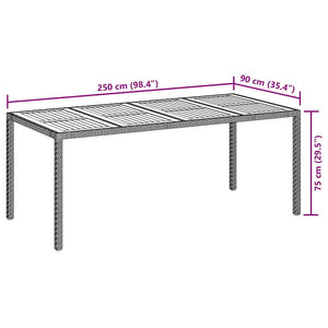 Τραπέζι Κήπου Μαύρο 190 x 90 x 75 cm συνθετικό ρατάν - Pakobazaar