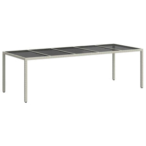 Τραπέζι Κήπου Λευκό 250x100x75 εκ. Συνθετ. Ρατάν/Ψημένο Γυαλί