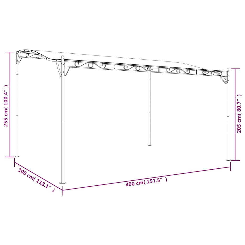 Τέντα Κρεμ 4 x 3 μ. 180 γρ./μ² από Ύφασμα και Ατσάλι - Pakobazaar