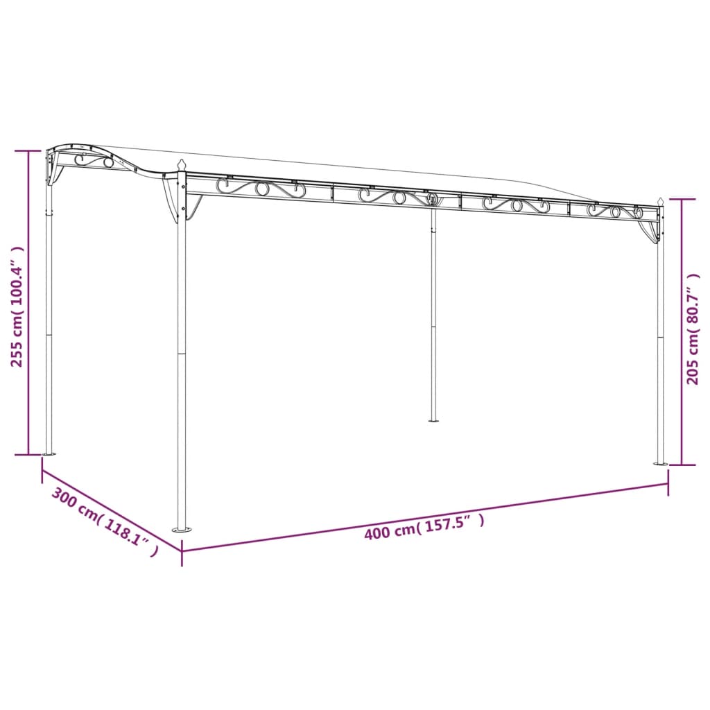 Τέντα Taupe 4 x 3 μ. 180 γρ./μ² από Ύφασμα και Ατσάλι