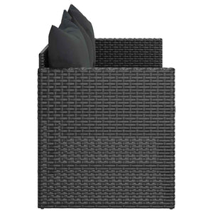 Καναπές Κήπου Τριθέσιος Μαύρος από Συνθετικό Ρατάν με Μαξιλάρια