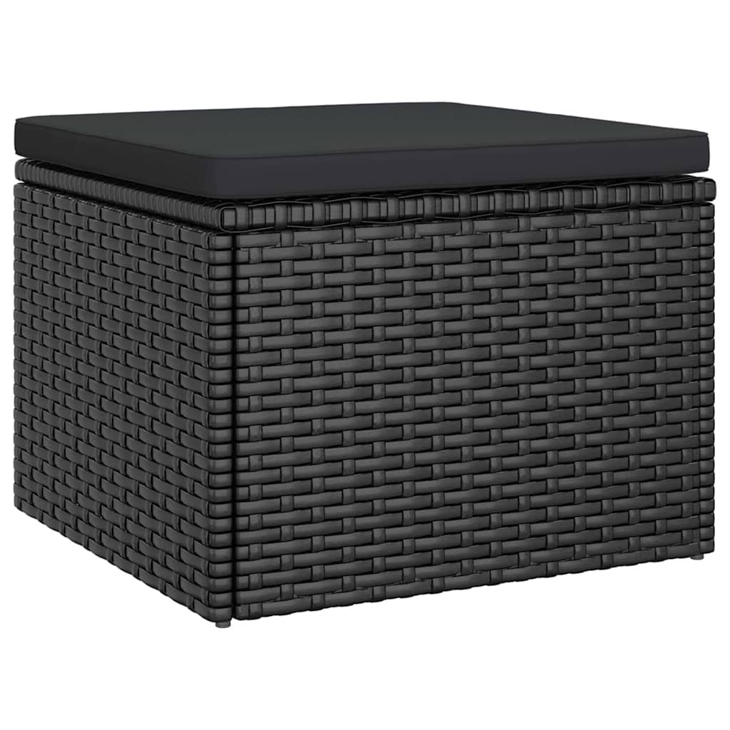 Καναπές Κήπου Τριθέσιος Μαύρος Συνθ. Ρατάν με Οροφή/Υποπόδιο - Pakobazaar