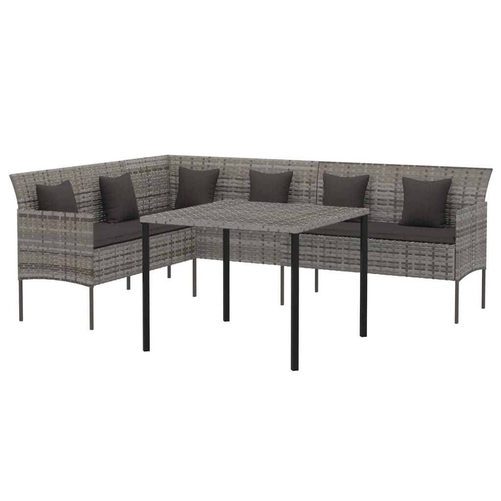 Σετ Τραπεζαρίας Κήπου 2 τεμ. Γκρι Συνθ. Ρατάν με Μαξιλάρια