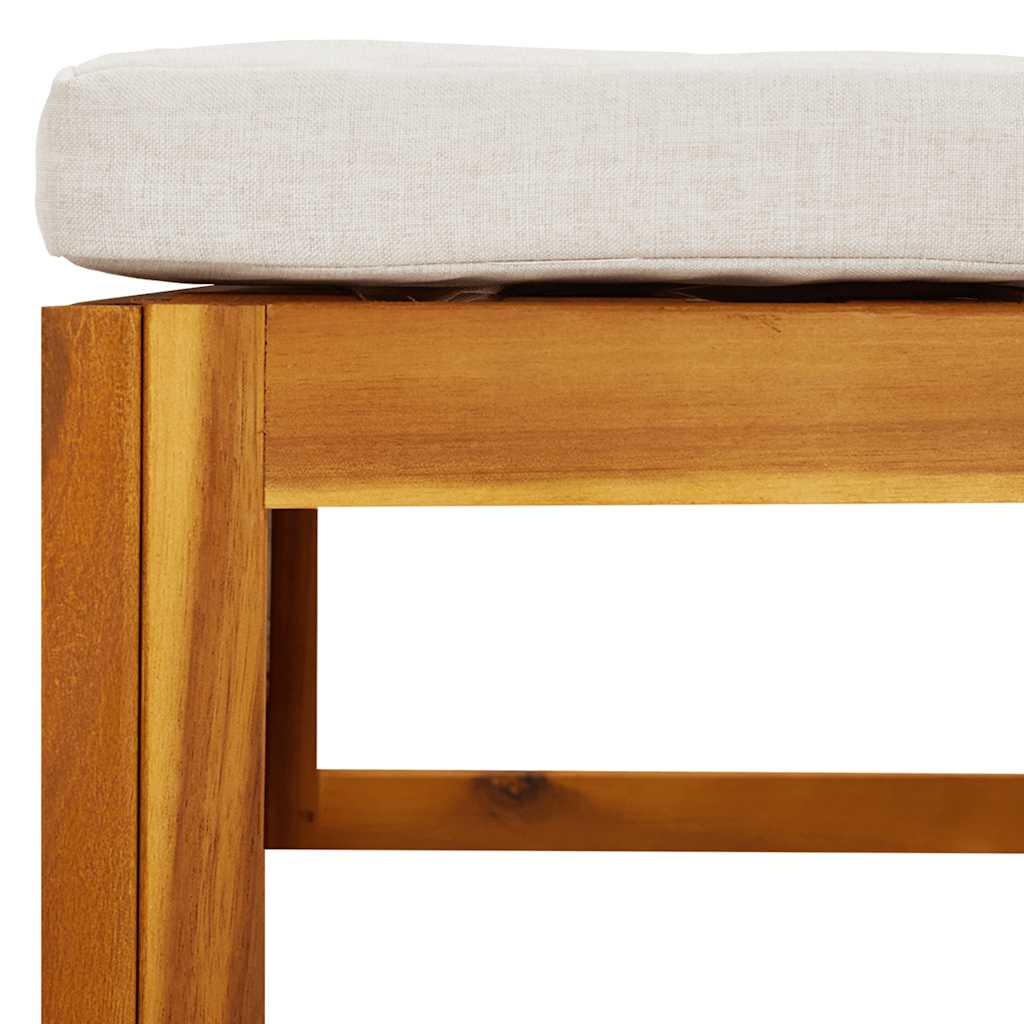 Υποπόδιο Κήπου Μασίφ Ξύλο Ακακίας με Ανοιχτό Γκρι Μαξιλάρι