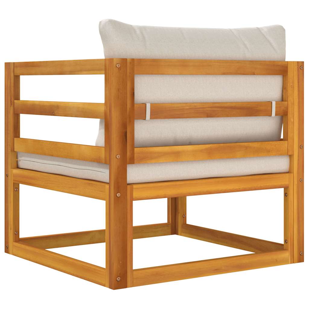 Πολυθρόνα Κήπου Μασίφ Ξύλο Ακακίας με Αν. Γκρι Μαξιλάρια