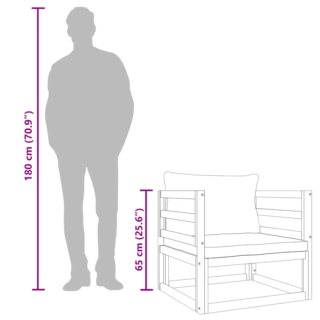 Πολυθρόνα Κήπου Μασίφ Ξύλο Ακακίας με Αν. Γκρι Μαξιλάρια